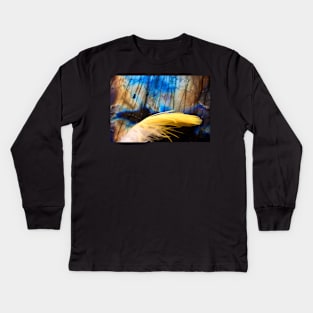 Feather yellow macro Kids Long Sleeve T-Shirt